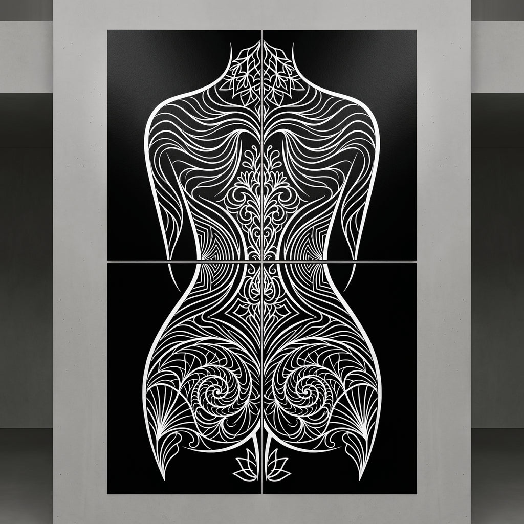 CORAL | Minimalist Female Figure Coastal B&W Op Art | Modern Luxury Multi-Print Wall Art