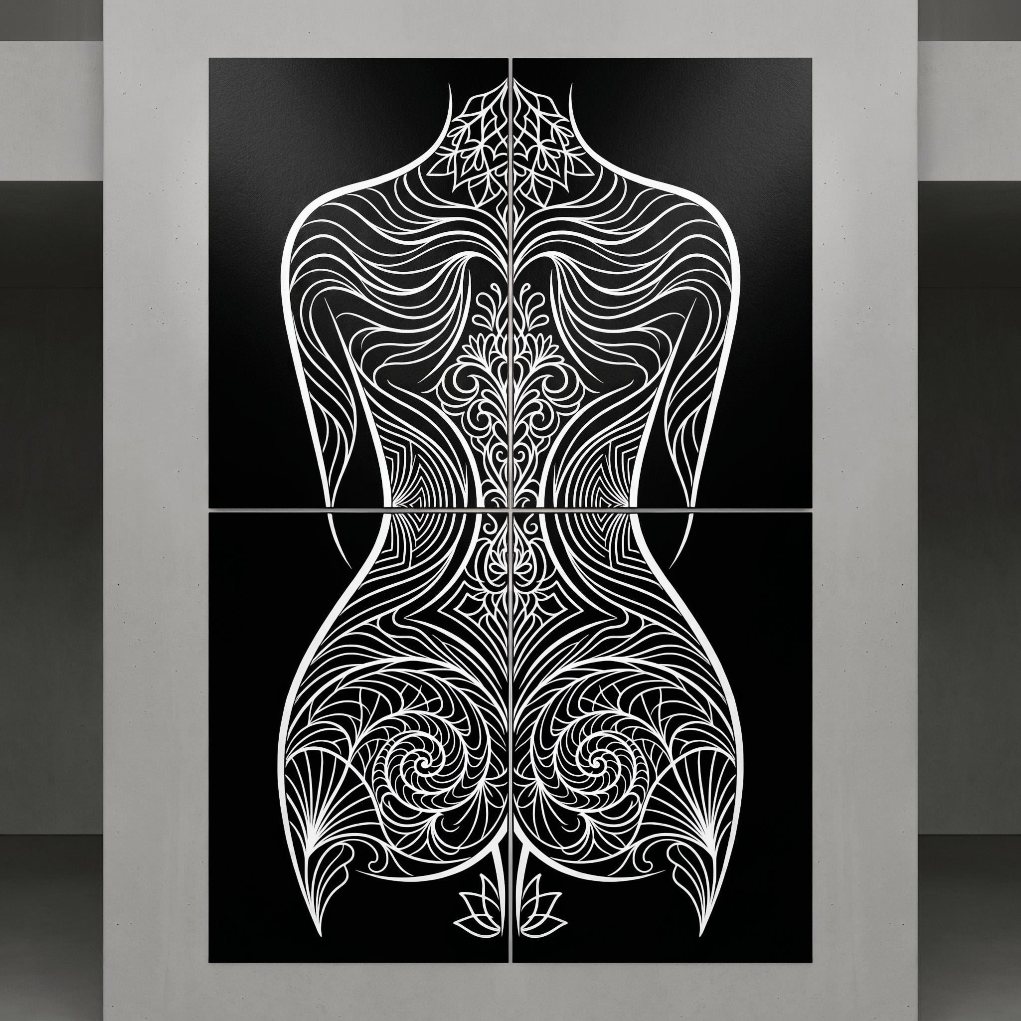 CORAL | Minimalist Female Figure Coastal B&W Op Art | Modern Luxury Multi-Print Wall Art