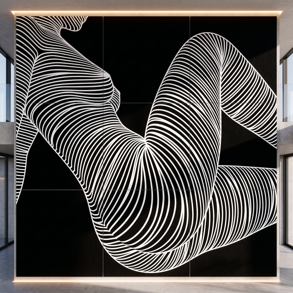 COUTURE | Reclining Minimalist Female Form Op Art | Luxury Multi-Print Wall Art | 1-Of-1
