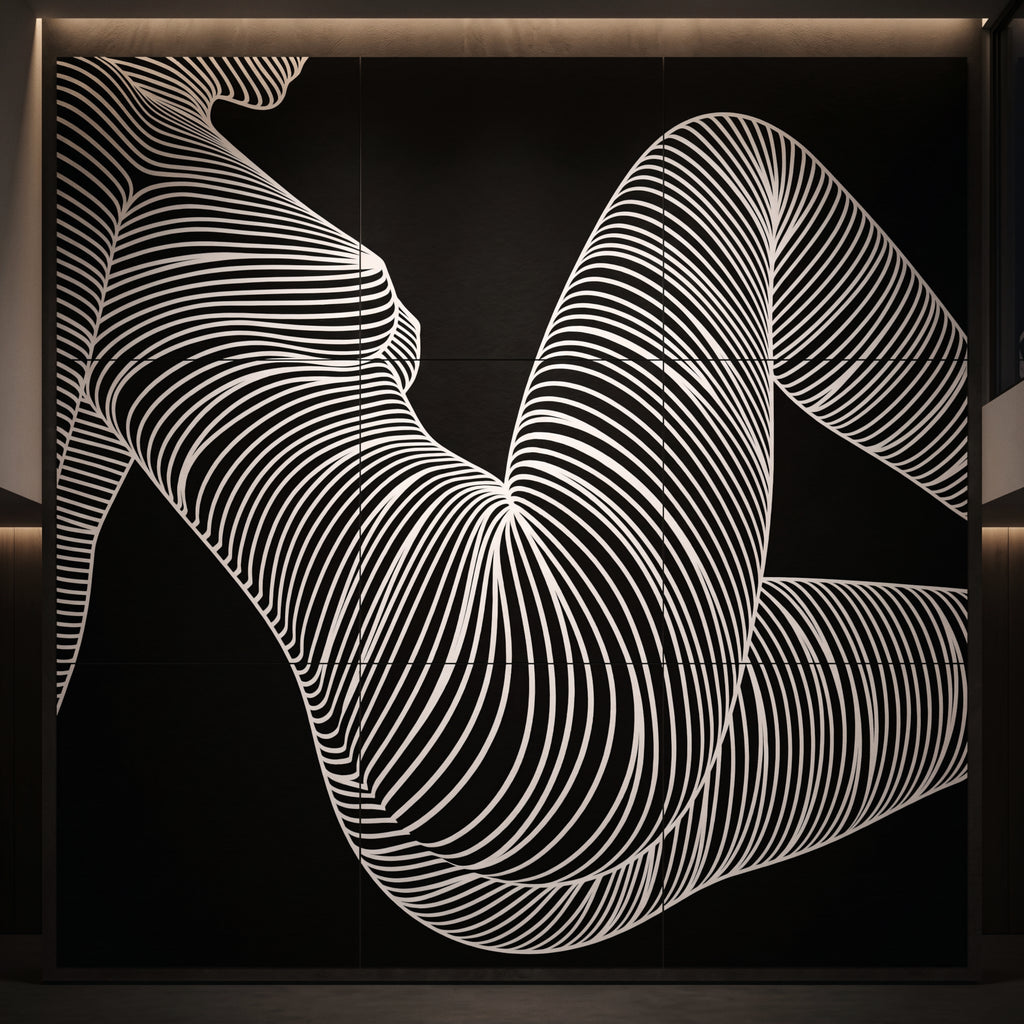 COUTURE | Reclining Minimalist Female Form Op Art | Luxury Multi-Print Wall Art | 1-Of-1