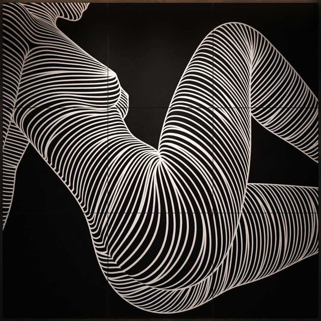 COUTURE | Reclining Minimalist Female Form Op Art | Luxury Multi-Print Wall Art | 1-Of-1