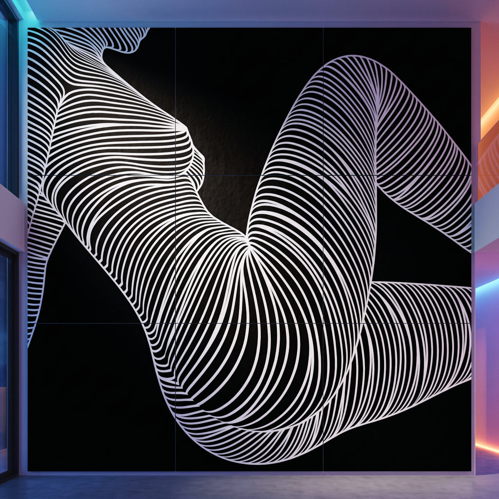 COUTURE | Reclining Minimalist Female Form Op Art | Luxury Multi-Print Wall Art | 1-Of-1