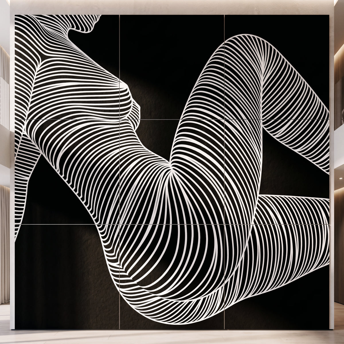 COUTURE | Reclining Minimalist Female Form Op Art | Luxury Multi-Print Wall Art | 1-Of-1