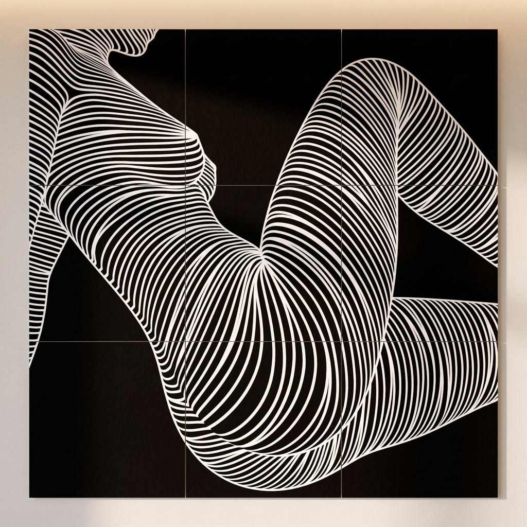COUTURE | Reclining Minimalist Female Form Op Art | Luxury Multi-Print Wall Art | 1-Of-1