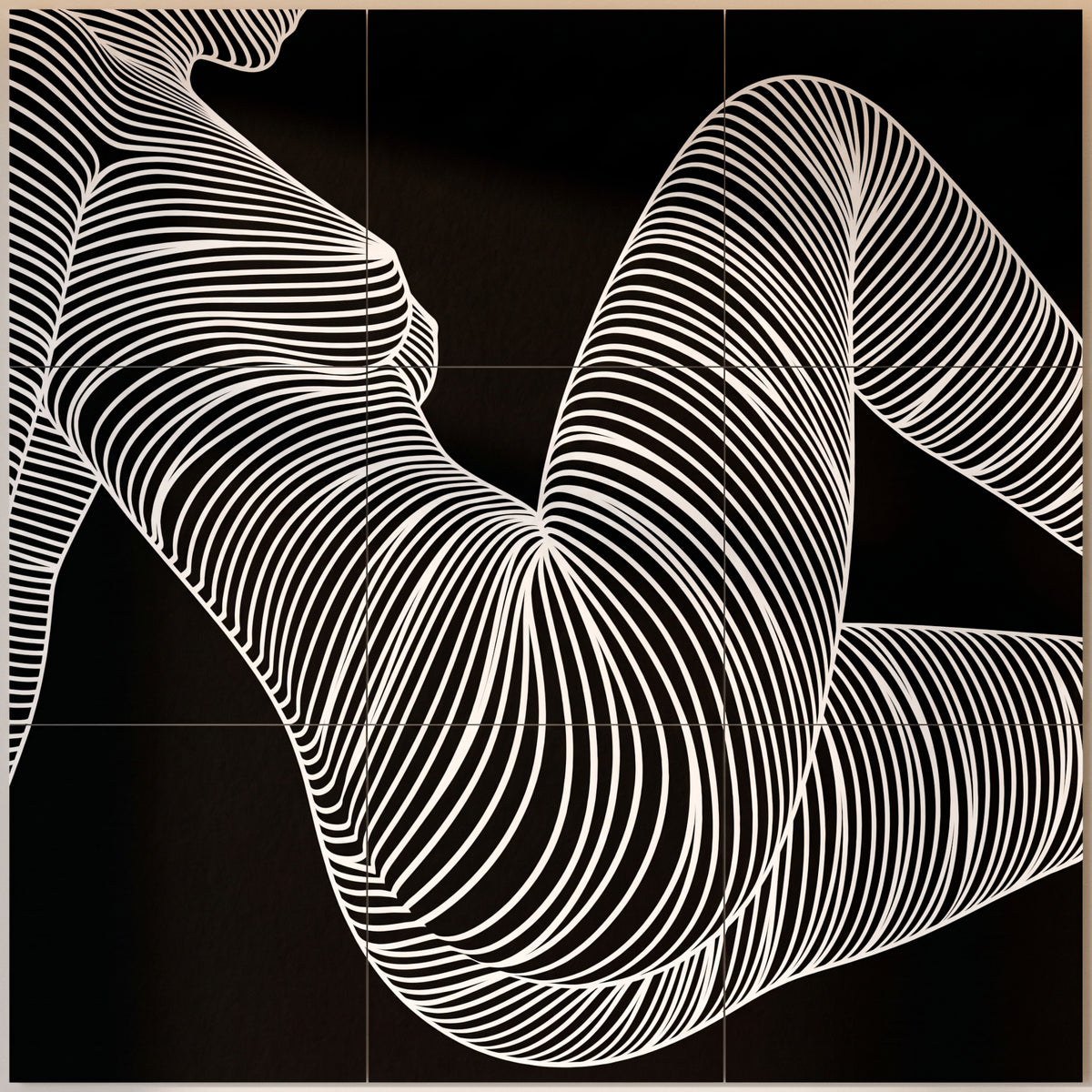 COUTURE | Reclining Minimalist Female Form Op Art | Luxury Multi-Print Wall Art | 1-Of-1