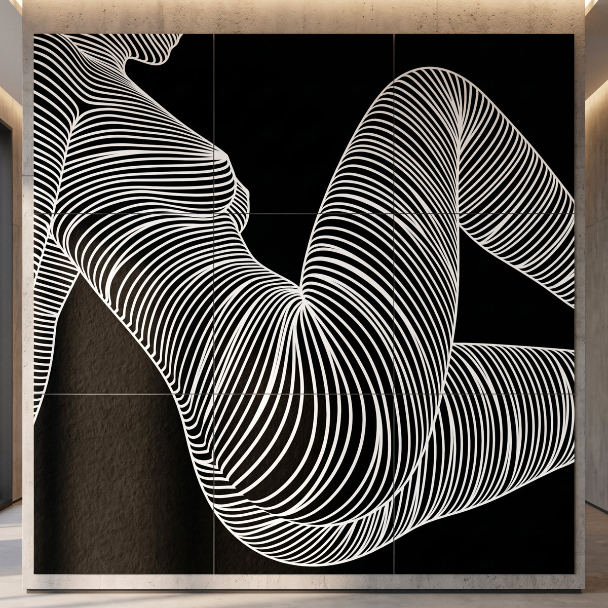 COUTURE | Reclining Minimalist Female Form Op Art | Luxury Multi-Print Wall Art | 1-Of-1