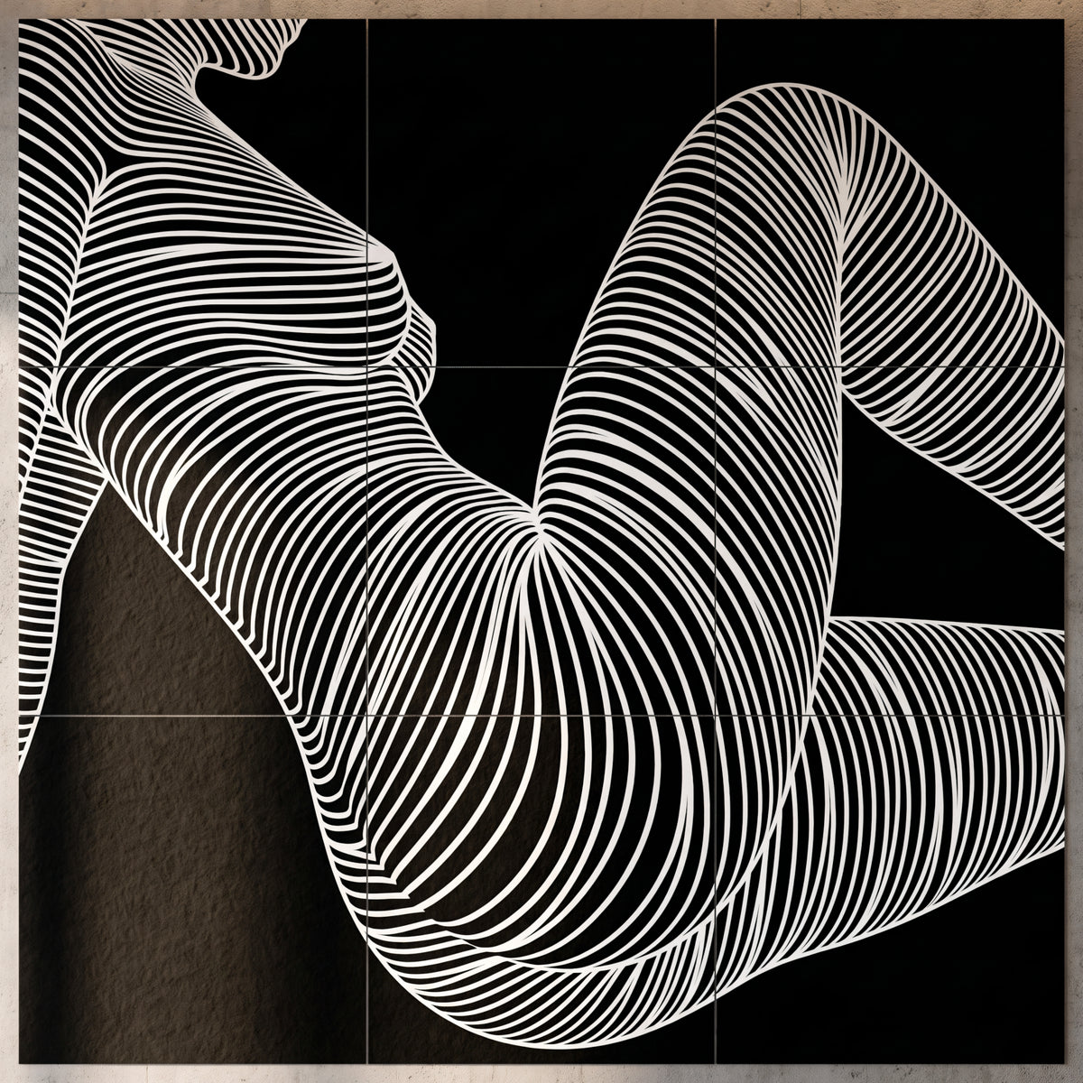 COUTURE | Reclining Minimalist Female Form Op Art | Luxury Multi-Print Wall Art | 1-Of-1