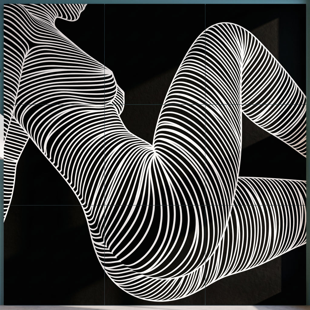 COUTURE | Reclining Minimalist Female Form Op Art | Luxury Multi-Print Wall Art | 1-Of-1