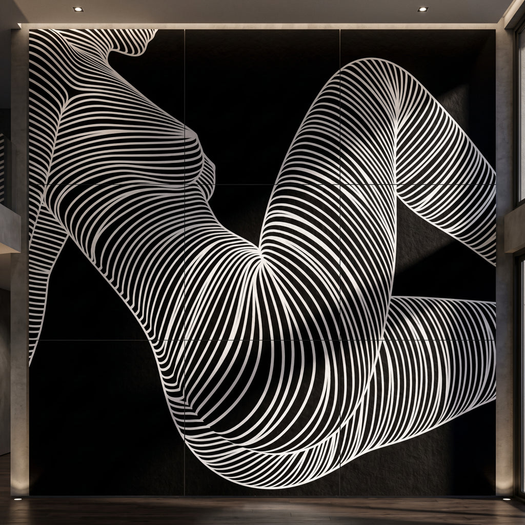COUTURE | Reclining Minimalist Female Form Op Art | Luxury Multi-Print Wall Art | 1-Of-1