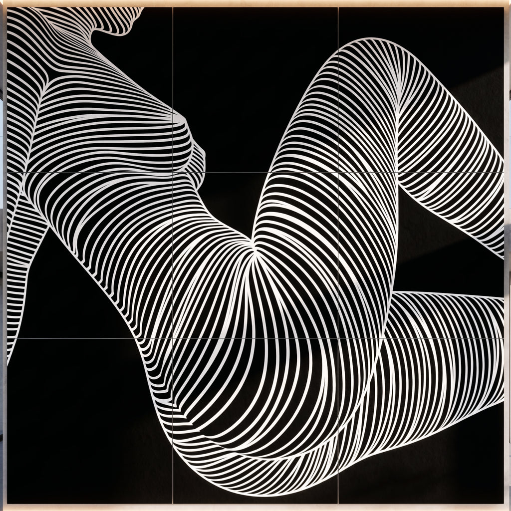 COUTURE | Reclining Minimalist Female Form Op Art | Luxury Multi-Print Wall Art | 1-Of-1