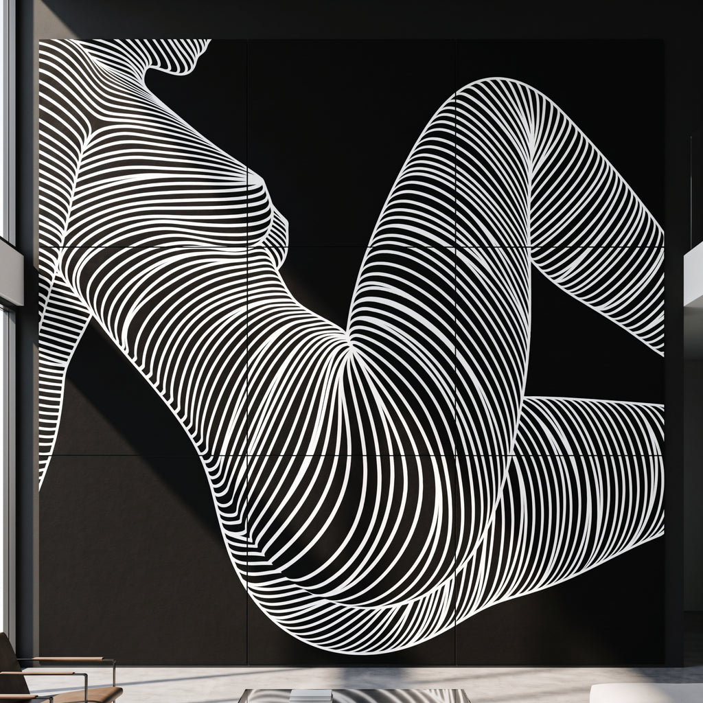 COUTURE | Reclining Minimalist Female Form Op Art | Luxury Multi-Print Wall Art | 1-Of-1