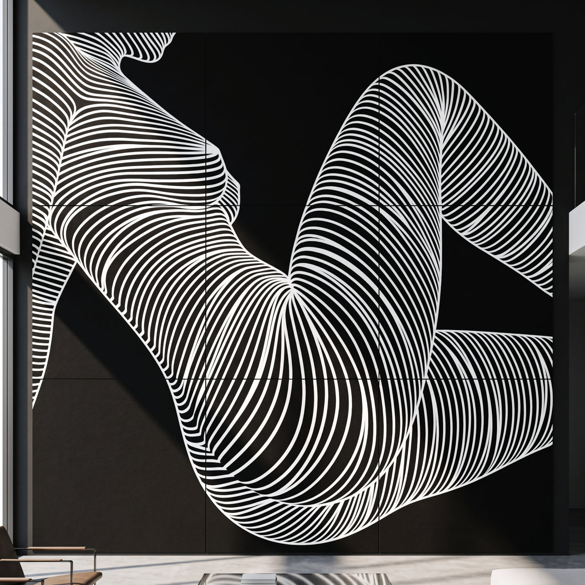 COUTURE | Reclining Minimalist Female Form Op Art | Luxury Multi-Print Wall Art | 1-Of-1