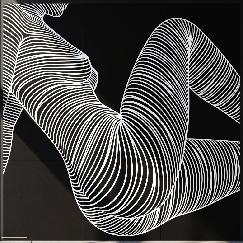 COUTURE | Reclining Minimalist Female Form Op Art | Luxury Multi-Print Wall Art | 1-Of-1