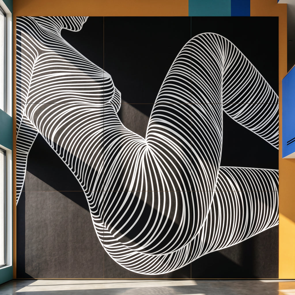 COUTURE | Reclining Minimalist Female Form Op Art | Luxury Multi-Print Wall Art | 1-Of-1