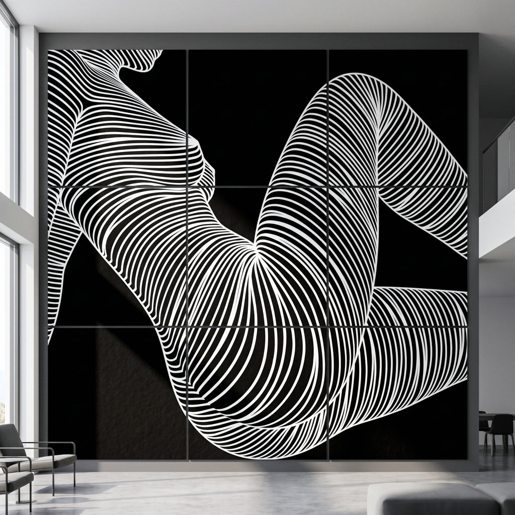 COUTURE | Reclining Minimalist Female Form Op Art | Luxury Multi-Print Wall Art | 1-Of-1