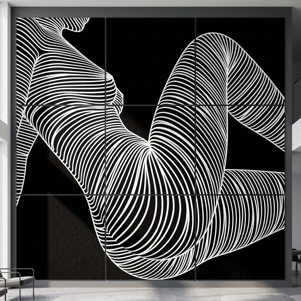 COUTURE | Reclining Minimalist Female Form Op Art | Luxury Multi-Print Wall Art | 1-Of-1