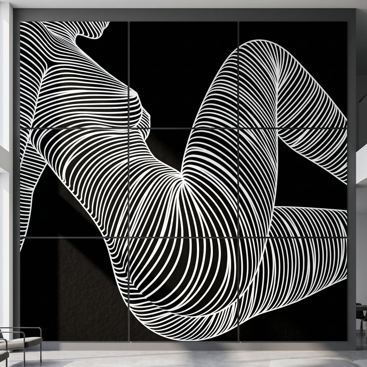 COUTURE | Reclining Minimalist Female Form Op Art | Luxury Multi-Print Wall Art | 1-Of-1
