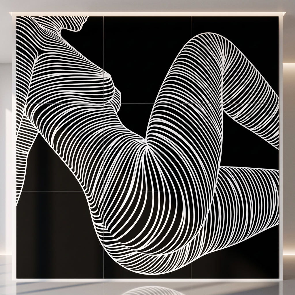 COUTURE | Reclining Minimalist Female Form Op Art | Luxury Multi-Print Wall Art | 1-Of-1