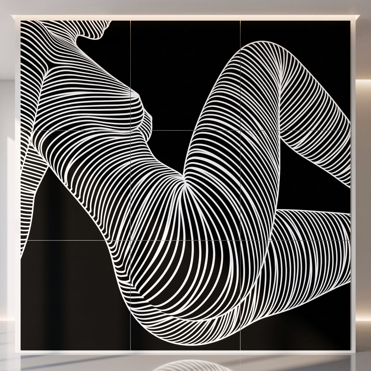 COUTURE | Reclining Minimalist Female Form Op Art | Luxury Multi-Print Wall Art | 1-Of-1