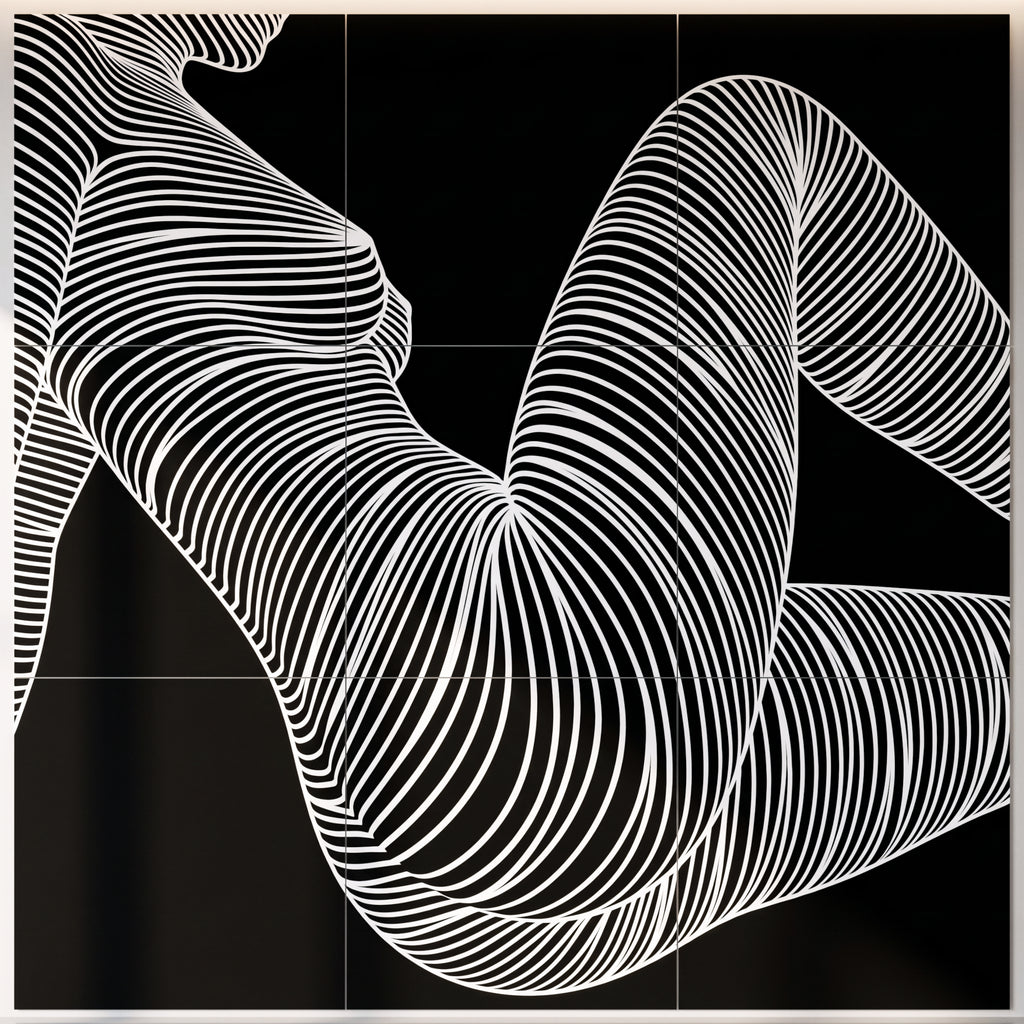 COUTURE | Reclining Minimalist Female Form Op Art | Luxury Multi-Print Wall Art | 1-Of-1