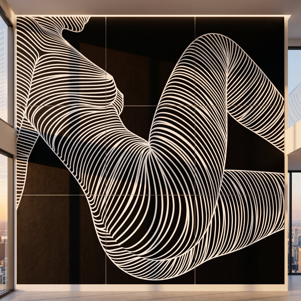 COUTURE | Reclining Minimalist Female Form Op Art | Luxury Multi-Print Wall Art | 1-Of-1