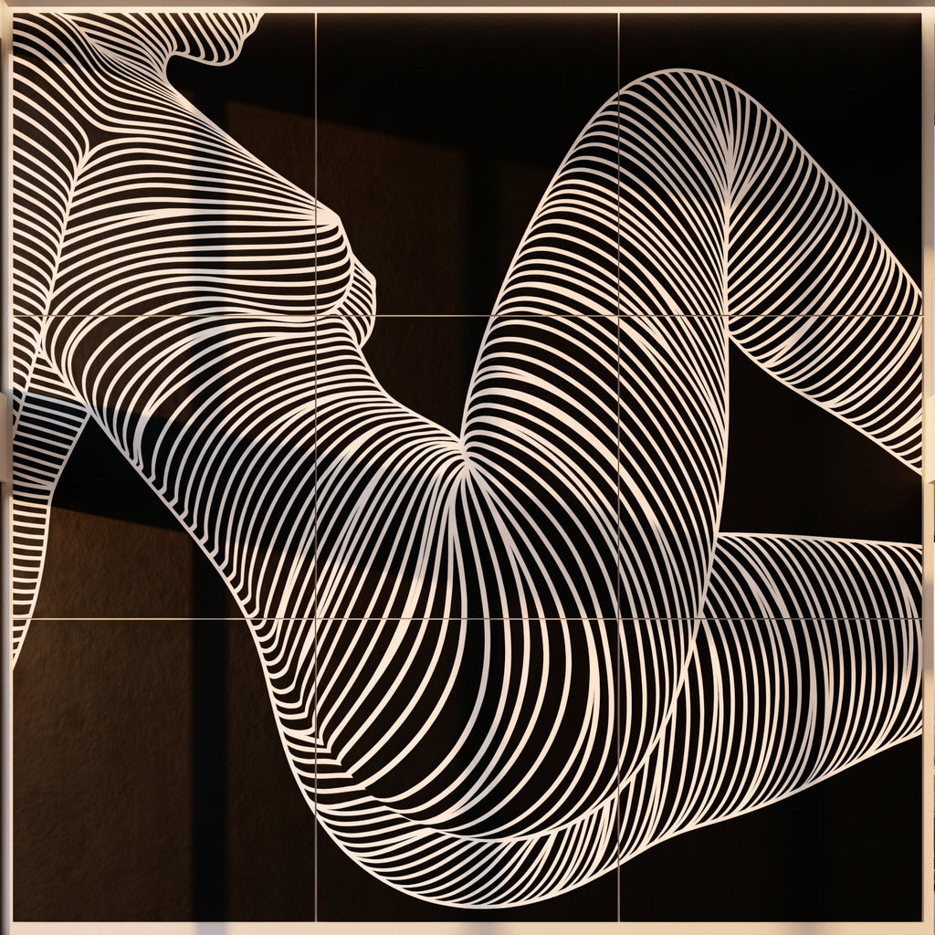 COUTURE | Reclining Minimalist Female Form Op Art | Luxury Multi-Print Wall Art | 1-Of-1