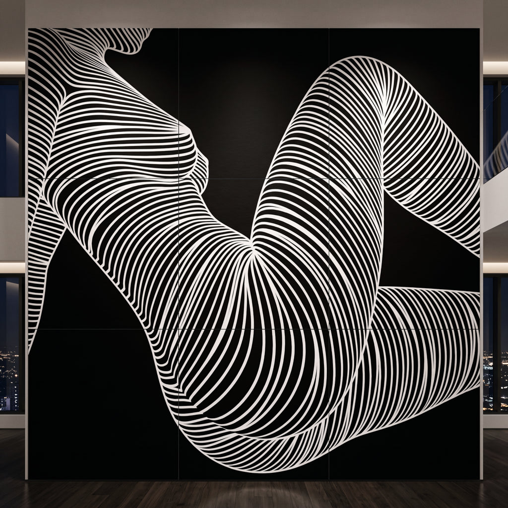 COUTURE | Reclining Minimalist Female Form Op Art | Luxury Multi-Print Wall Art | 1-Of-1