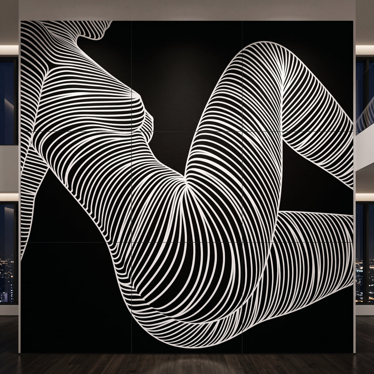 COUTURE | Reclining Minimalist Female Form Op Art | Luxury Multi-Print Wall Art | 1-Of-1