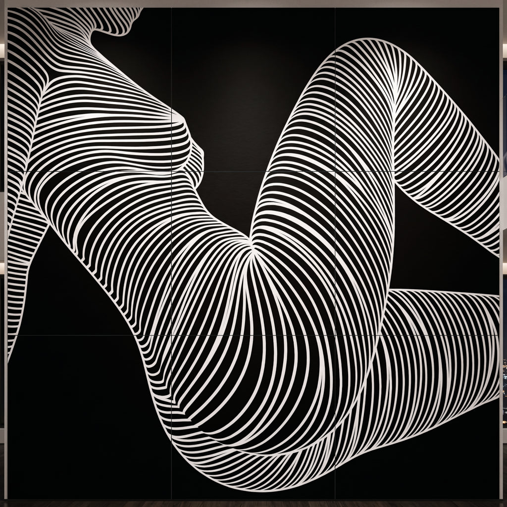 COUTURE | Reclining Minimalist Female Form Op Art | Luxury Multi-Print Wall Art | 1-Of-1