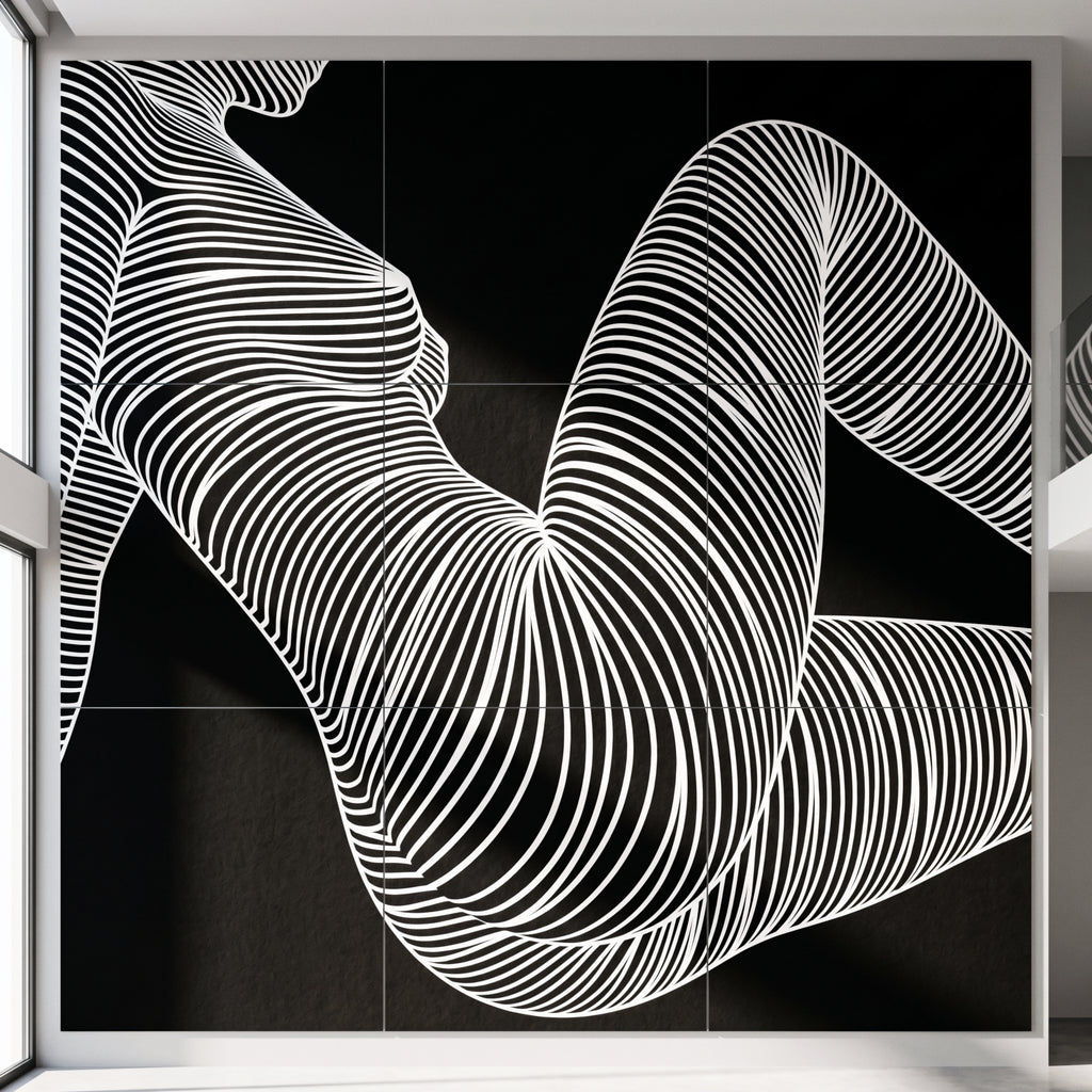COUTURE | Reclining Minimalist Female Form Op Art | Luxury Multi-Print Wall Art | 1-Of-1
