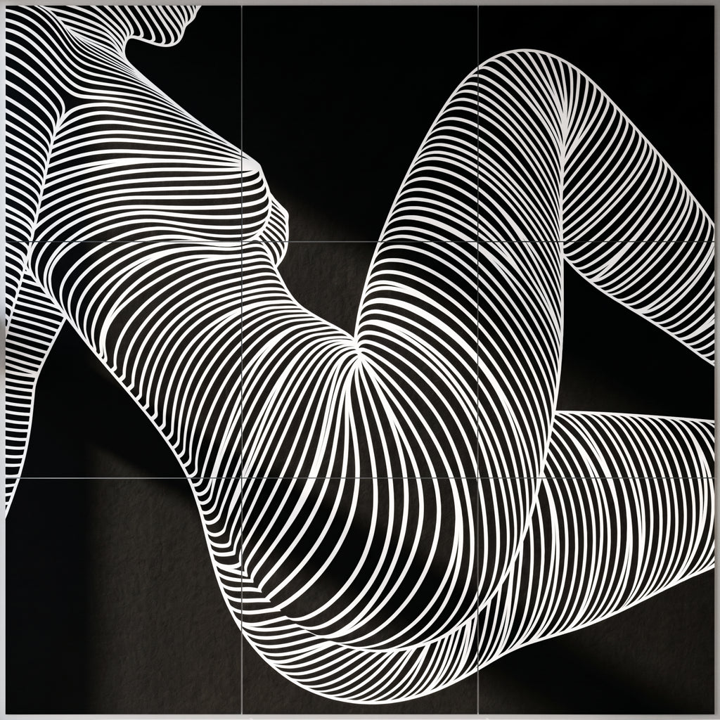 COUTURE | Reclining Minimalist Female Form Op Art | Luxury Multi-Print Wall Art | 1-Of-1