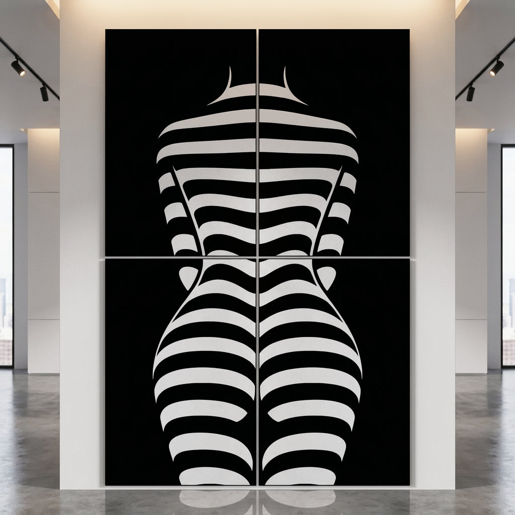 CURVES | Minimalist Female Silhouette Op Art | Multi-Print Luxury Wall Art