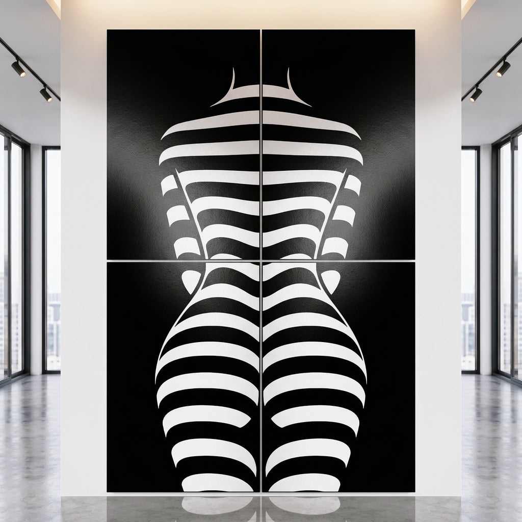 CURVES | Minimalist Female Silhouette Op Art | Multi-Print Luxury Wall Art