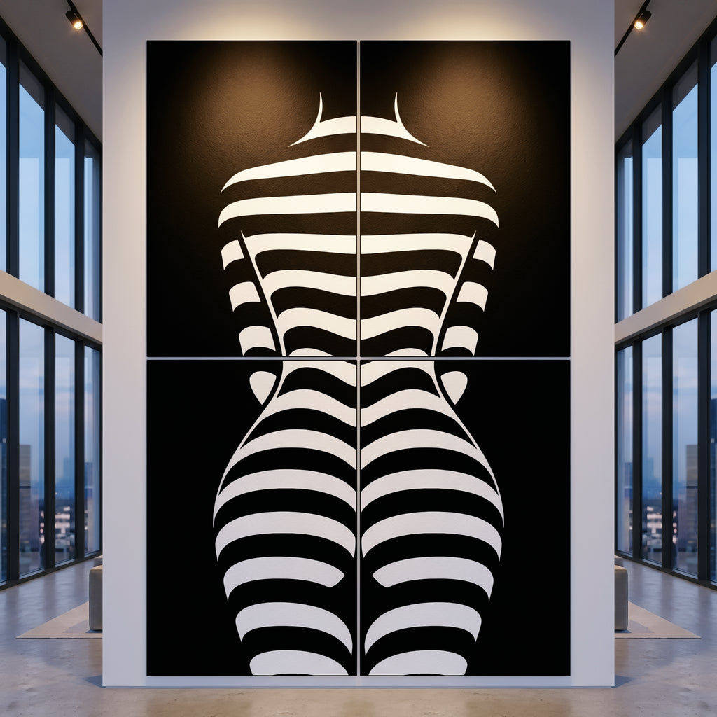 CURVES | Minimalist Female Silhouette Op Art | Multi-Print Luxury Wall Art