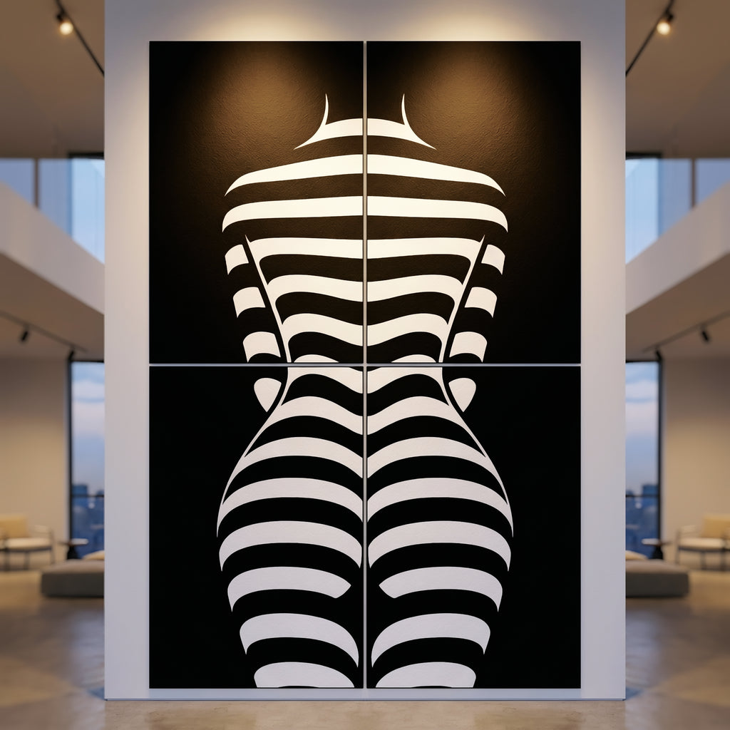 CURVES | Minimalist Female Silhouette Op Art | Multi-Print Luxury Wall Art