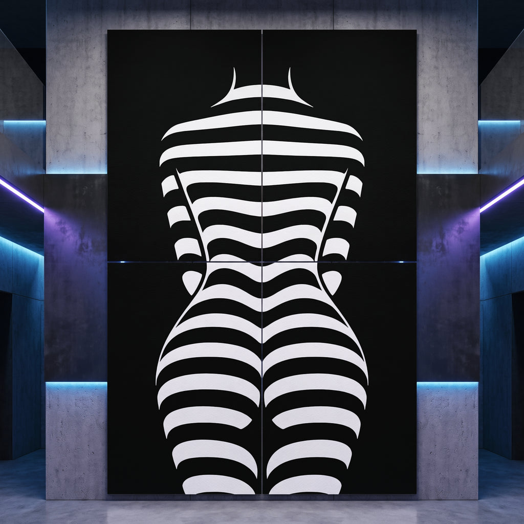 CURVES | Minimalist Female Silhouette Op Art | Multi-Print Luxury Wall Art