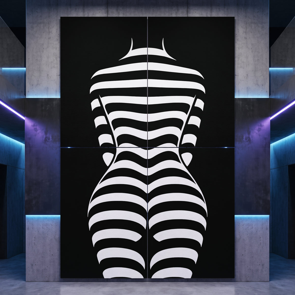 CURVES | Minimalist Female Silhouette Op Art | Multi-Print Luxury Wall Art
