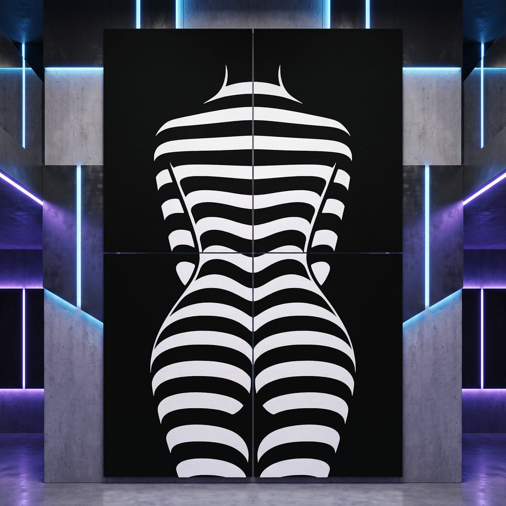 CURVES | Minimalist Female Silhouette Op Art | Multi-Print Luxury Wall Art