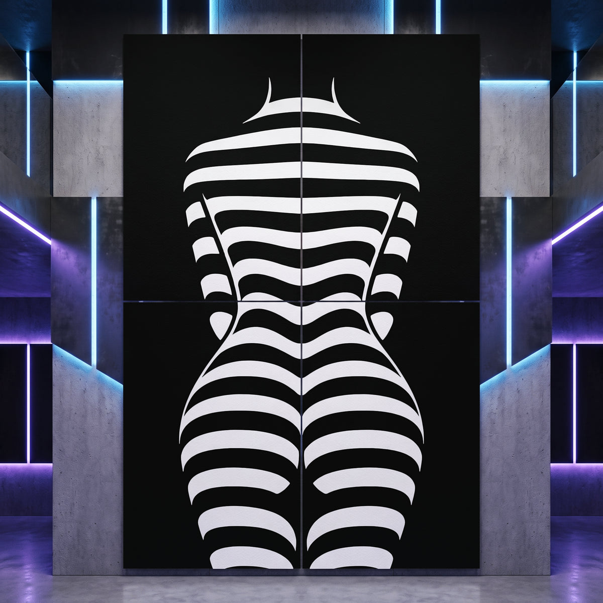 CURVES | Minimalist Female Silhouette Op Art | Multi-Print Luxury Wall Art
