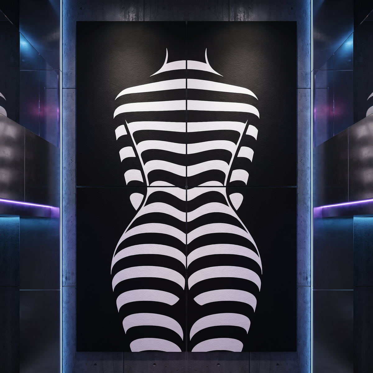 CURVES | Minimalist Female Silhouette Op Art | Multi-Print Luxury Wall Art