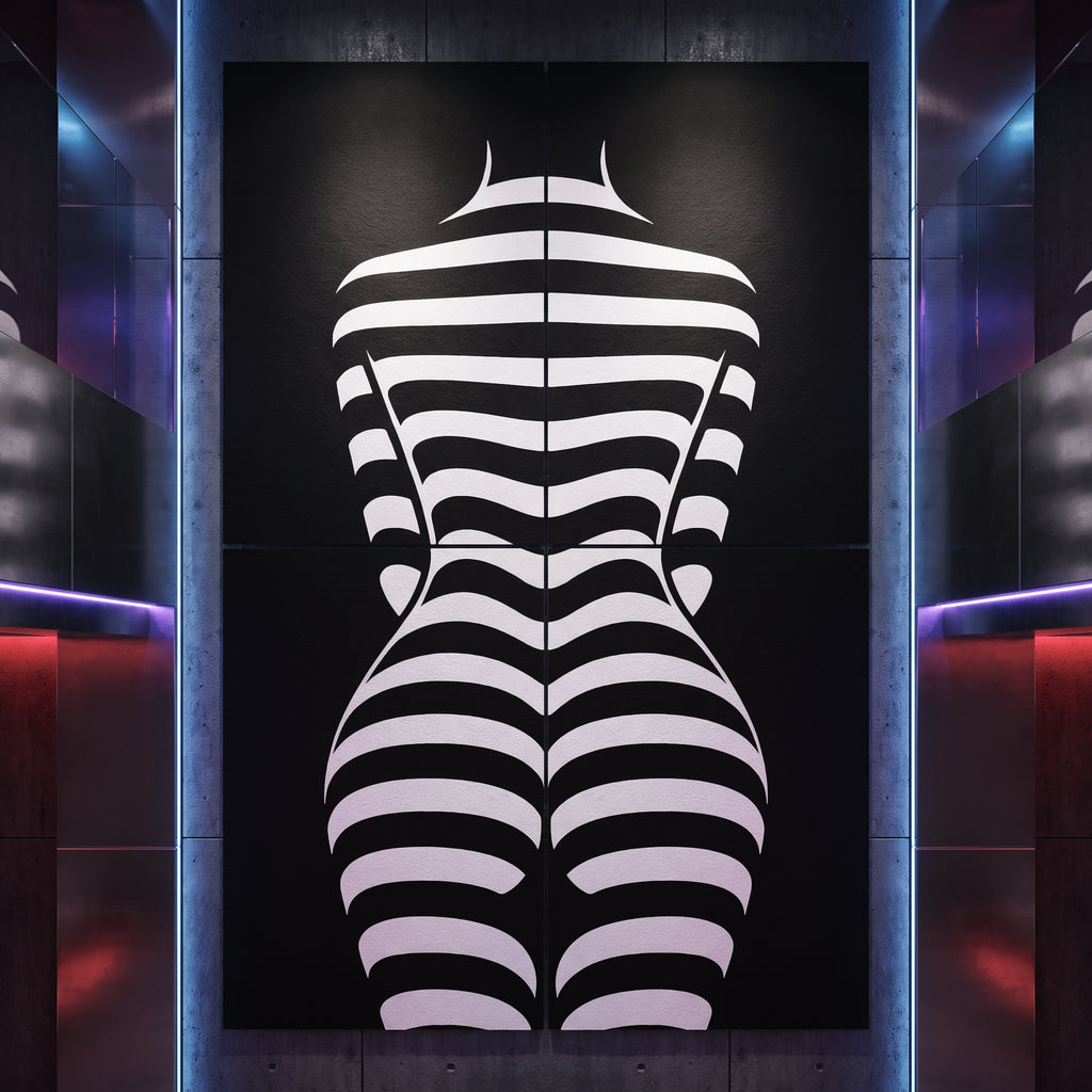 CURVES | Minimalist Female Silhouette Op Art | Multi-Print Luxury Wall Art