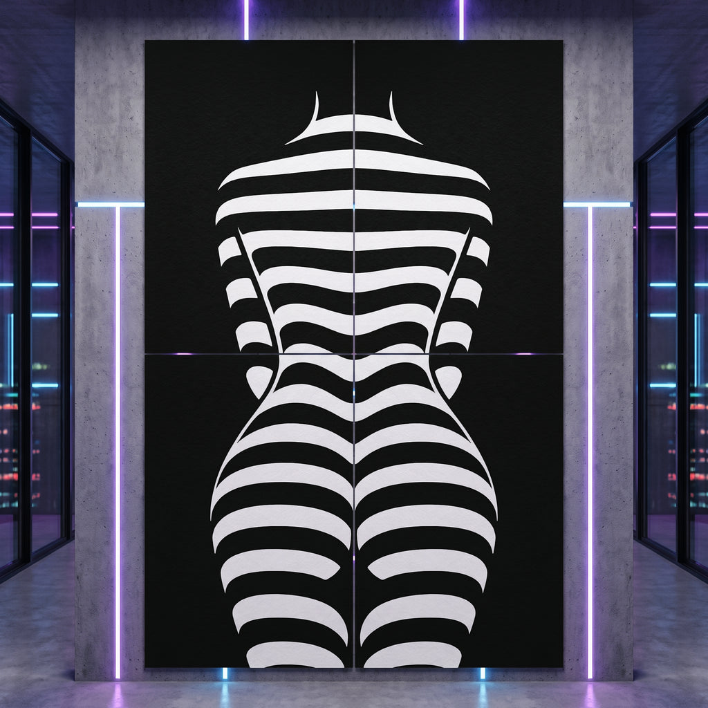 CURVES | Minimalist Female Silhouette Op Art | Multi-Print Luxury Wall Art