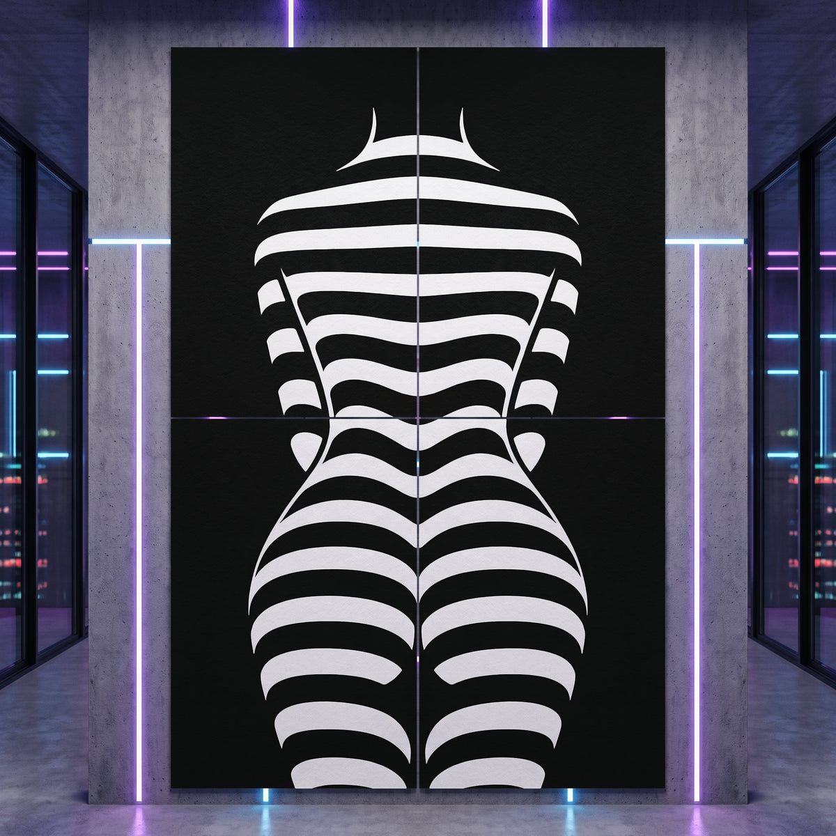 CURVES | Minimalist Female Silhouette Op Art | Multi-Print Luxury Wall Art