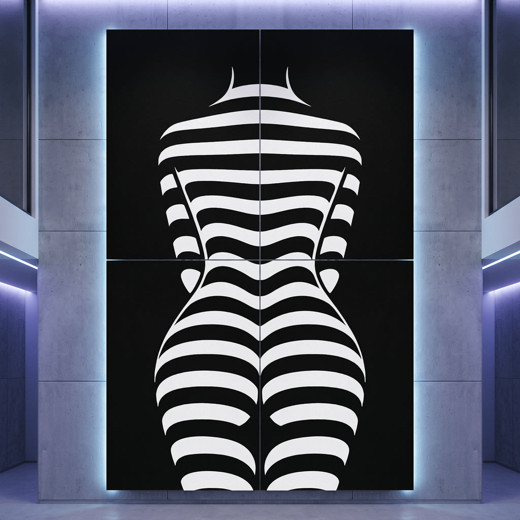CURVES | Minimalist Female Silhouette Op Art | Multi-Print Luxury Wall Art