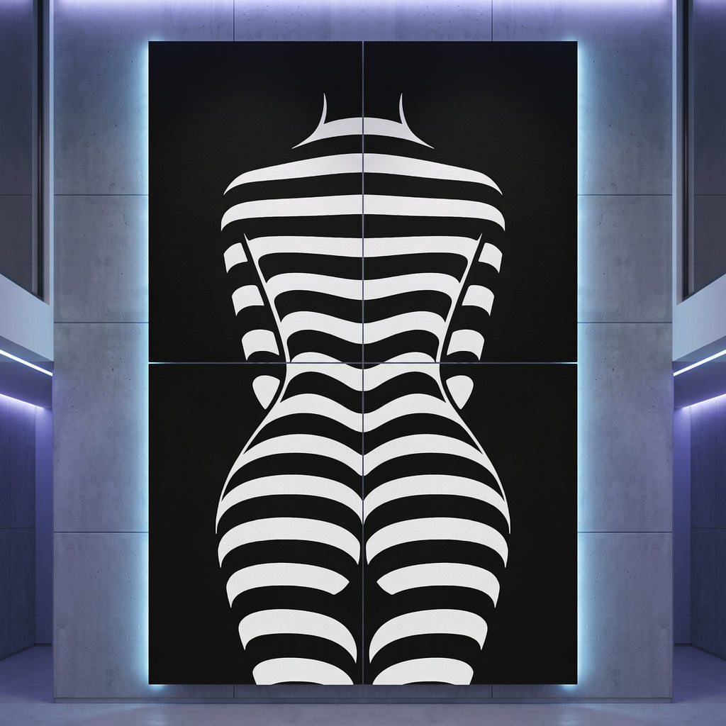 CURVES | Minimalist Female Silhouette Op Art | Multi-Print Luxury Wall Art