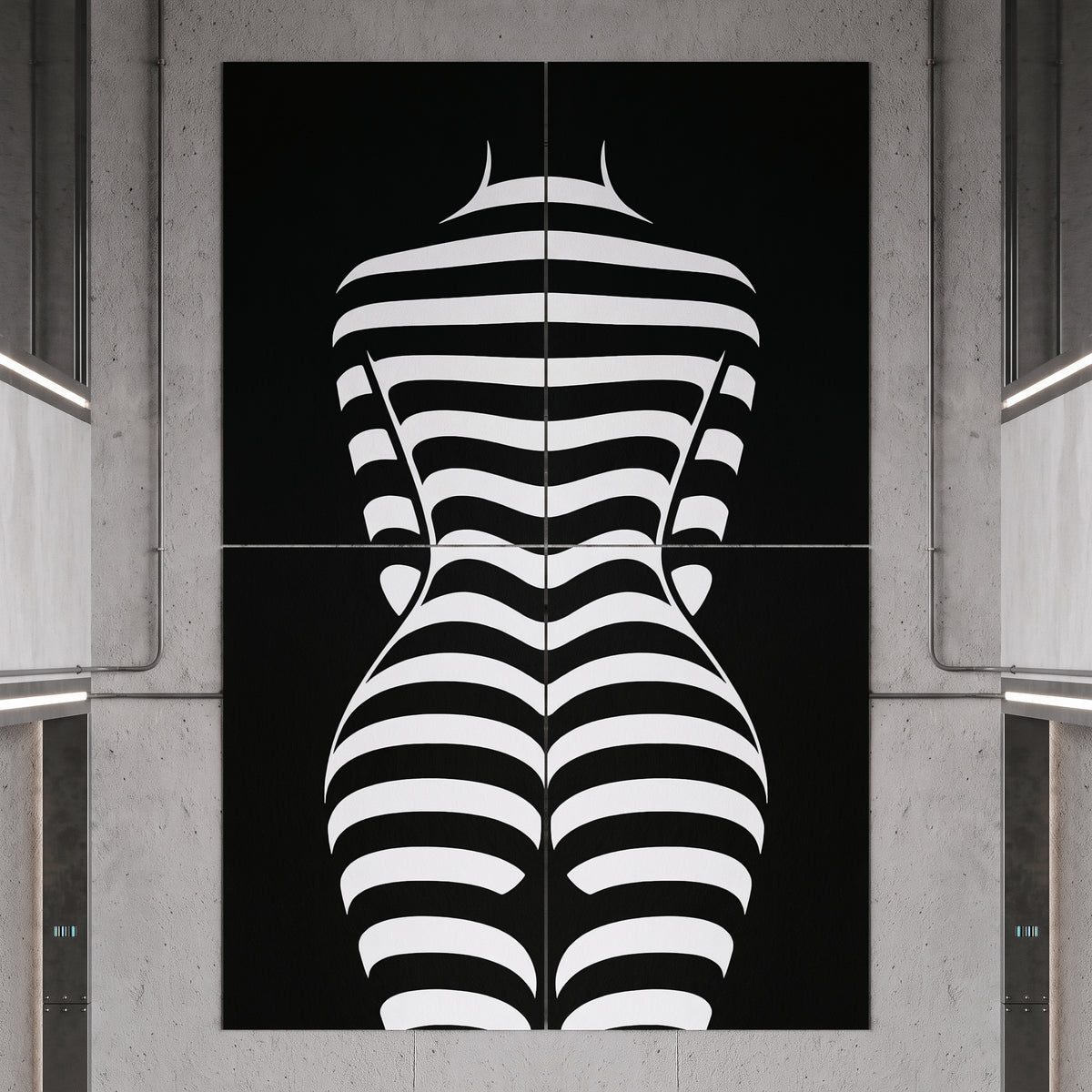 CURVES | Minimalist Female Silhouette Op Art | Multi-Print Luxury Wall Art