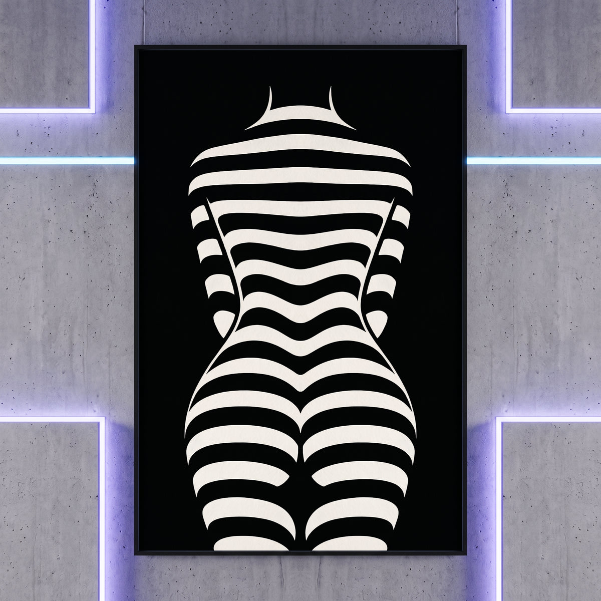 CURVES | Abstract Female Silhouette Op Art Print | B&W Minimalist Wall Art