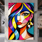 DIVA | Modern Cubism Female Portrait Wall Art | Luxury Decor Pop Art Print