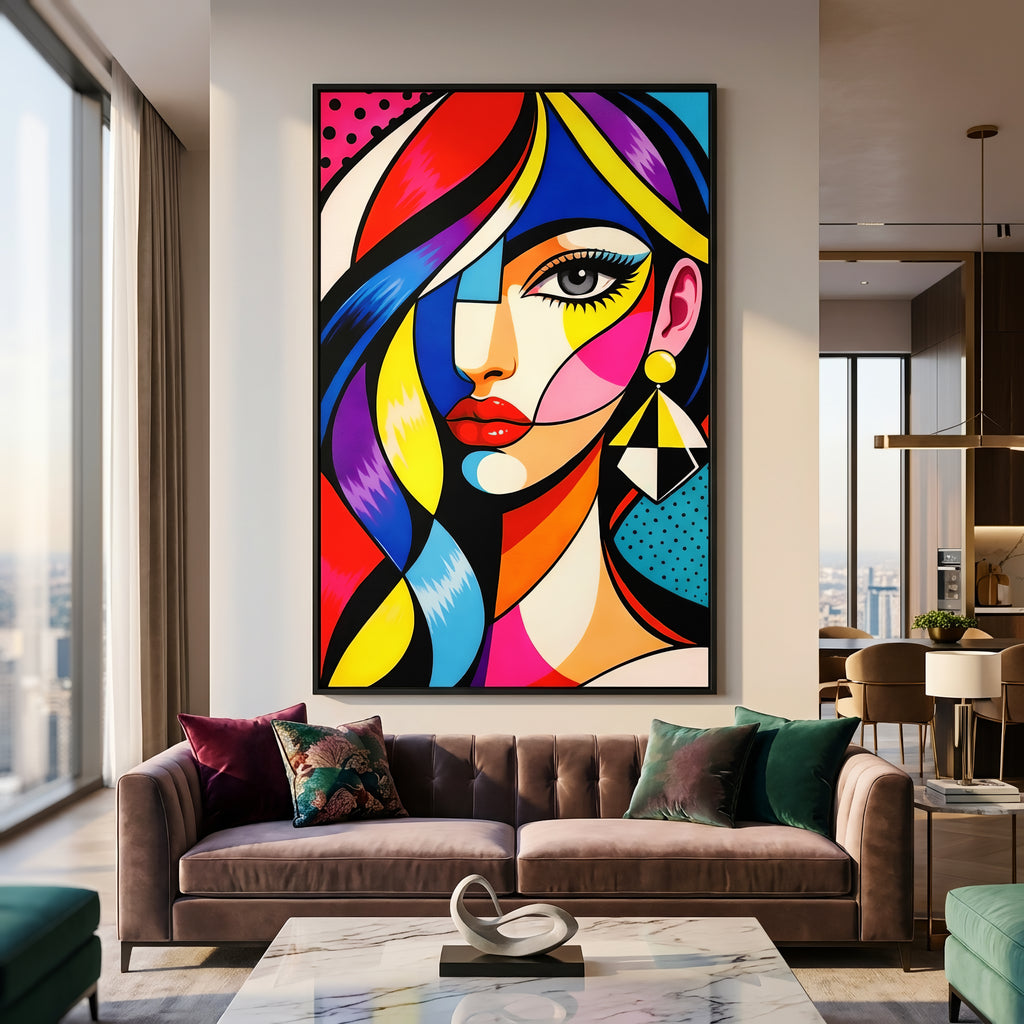 DIVA | Modern Cubism Female Portrait Wall Art | Luxury Decor Pop Art Print