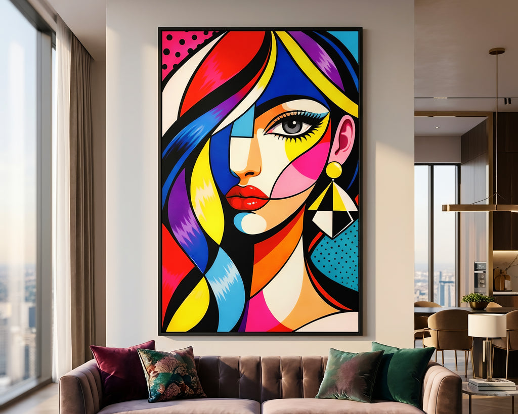 DIVA | Modern Cubism Female Portrait Wall Art | Luxury Decor Pop Art Print